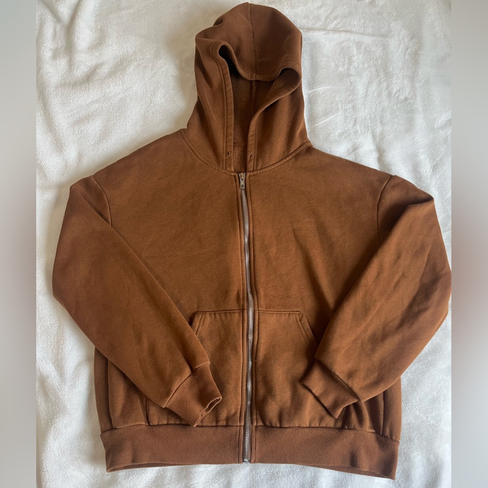 SHEIN brown zip up hoodie- size S